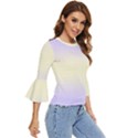 Pale Violet To Cream Yellow Bilinear Gradient Bell Sleeve Top View3