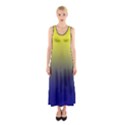 Electric Yellow To Navy Blue Linear Gradient Sleeveless Maxi Dress View1