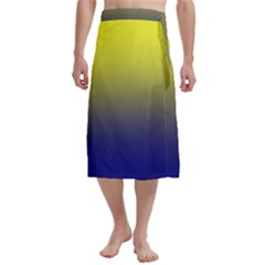 Electric Yellow To Navy Blue Linear Gradient Traditional Men s Hawaiian Lavalava Ie Faitaga Wrap Skirt