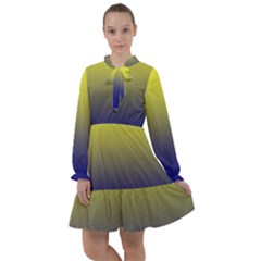 Electric Yellow To Navy Blue Linear Gradient All Frills Dress
