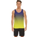 Navy Blue To Electric Yellow Linear Gradient Men s Wide Collar Tank Top View1