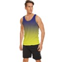 Navy Blue To Electric Yellow Linear Gradient Men s Wide Collar Tank Top View2