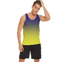 Navy Blue To Electric Yellow Linear Gradient Men s Wide Collar Tank Top View3