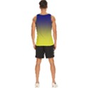 Navy Blue To Electric Yellow Linear Gradient Men s Wide Collar Tank Top View4