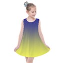 Navy Blue To Electric Yellow Linear Gradient Kids  Summer Dress View1