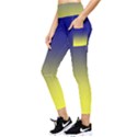 Navy Blue To Electric Yellow Linear Gradient Pocket Leggings  View3