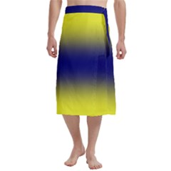 Electric Yellow To Navy Blue Bilinear Gradient Traditional Men s Hawaiian Lavalava Ie Faitaga Wrap Skirt