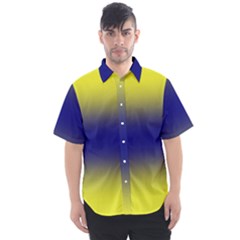 Electric Yellow To Navy Blue Bilinear Gradient Men s Short Sleeve Shirt