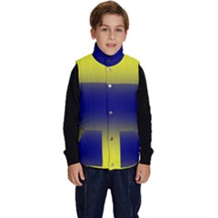 Electric Yellow To Navy Blue Bilinear Gradient Kid s Button Up Puffer Vest