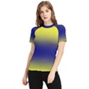 Electric Yellow To Navy Blue Bilinear Gradient Women s Short Sleeve Rash Guard View1