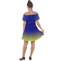 Electric Yellow To Navy Blue Bilinear Gradient Off Shoulder Velour Dress View2