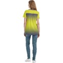 Navy Blue To Electric Yellow Bilinear Gradient Women s Zip Front V-Neck Short Sleeve Casual Top Pocket Shirt View4