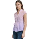 Pale Pink To Pale Violet Linear Gradient Women s Cap Sleeve Mandarin Collar Waist Tie Blouse View2