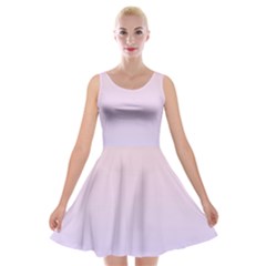 Pale Pink To Pale Violet Linear Gradient Velvet Skater Dress