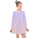 Pale Violet To Pale Pink Linear Gradient Kids  Long Sleeve Dress View1