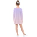 Pale Violet To Pale Pink Linear Gradient Kids  Long Sleeve Dress View2