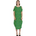 Golden Leaves Cold Shoulder Loose Fit Dress With Pockets View1