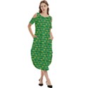 Golden Leaves Cold Shoulder Loose Fit Dress With Pockets View3
