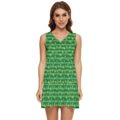 Golden Leaves Tiered Sleeveless Mini Dress