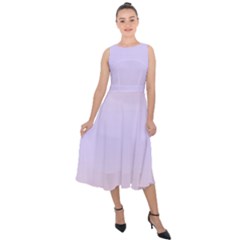 Pale Pink To Pale Violet Bilinear Gradient Midi Tie-back Chiffon Dress