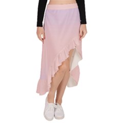 Pale Violet To Pale Pink Bilinear Gradient Asymmetrical Ruffle Hem Skirt 