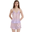 Pale Violet To Pale Pink Bilinear Gradient V-Neck Satin Loungewear Set View1
