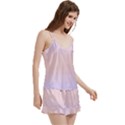Pale Violet To Pale Pink Bilinear Gradient V-Neck Satin Loungewear Set View3