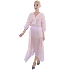 Pale Violet To Pale Pink Bilinear Gradient Quarter Sleeve Wrap Front Maxi Dress