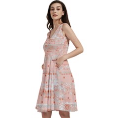 Boho Pattern Sleeveless V-neck Skater Dress With Pockets