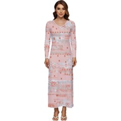 Boho Pattern Long Sleeve Longline Maxi Dress