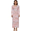 Boho Pattern Long Sleeve Longline Maxi Dress View1