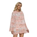 Boho Pattern Round Neck Long Sleeve Bohemian Style Chiffon Mini Dress View3
