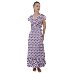 Boho Pattern 2 Flutter Sleeve Maxi Dress