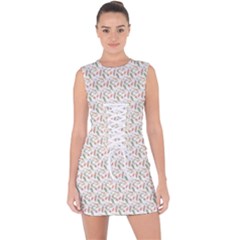 Boho Pattern 3 Lace Up Front Bodycon Dress