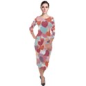 Valentines Day Hearts Romance Love Quarter Sleeve Midi Velour Bodycon Dress View1