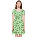 Leaves Pattern Texture Seamless Inside Out Cap Sleeve Dress View3
