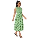 Leaves Pattern Texture Seamless Sleeveless Round Neck Midi Dress View3
