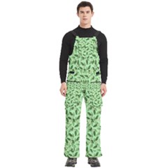 Leaves Pattern Texture Seamless Men s Side Zip Front Pouch Ski And Snowboard Bib Pants	