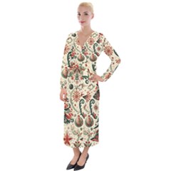 Christmas Tree Snow Velvet Maxi Wrap Dress