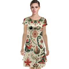 Christmas Tree Snow Cap Sleeve Nightdress