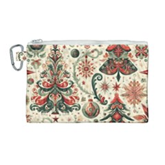 Christmas Tree Snow Canvas Cosmetic Bag (large)