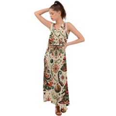 Christmas Tree Snow V-neck Chiffon Maxi Dress