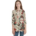Christmas Tree Snow Women s Zip Front V-Neck 3/4 Sleeve Casual Top Pocket Shirt View1