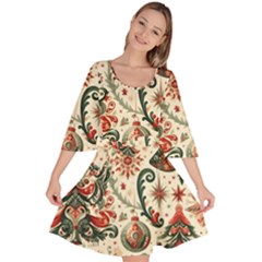 Christmas Tree Snow Velour Kimono Dress
