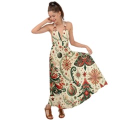 Christmas Tree Snow Backless Maxi Beach Dress