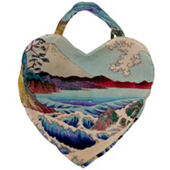 Wave Japanese Mount Fuji Ocean Giant Heart Shaped Tote