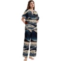 Hokusai Moutains Japan Short Sleeve Long Pants Satin Pajamas Set View3