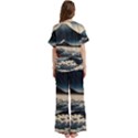 Hokusai Moutains Japan Short Sleeve Long Pants Satin Pajamas Set View4
