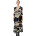 Hokusai Moutains Japan Button Up Boho Maxi Dress View1