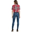 Zigzag Pattern Chevron Red Women s Round Neck Short Sleeve Crop Top View4